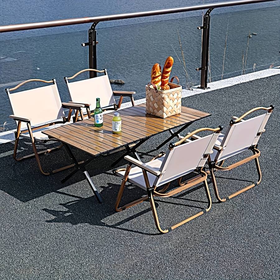 Outdoor Tables And Chairs Color Black Set 5Pcs