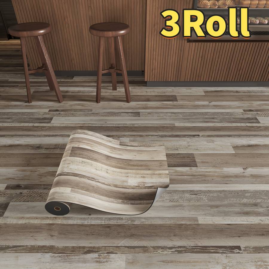 Self Adhesive Floor Stickers Distressed Multi Color Patchwork Light Wood Grain 1Roll