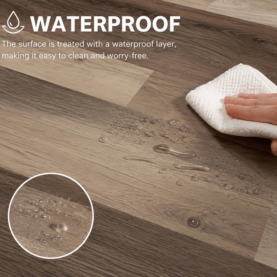 Self Adhesive Floor Stickers Dark Walnut Grain 2 Rolls Covers 2.4 Square Meters