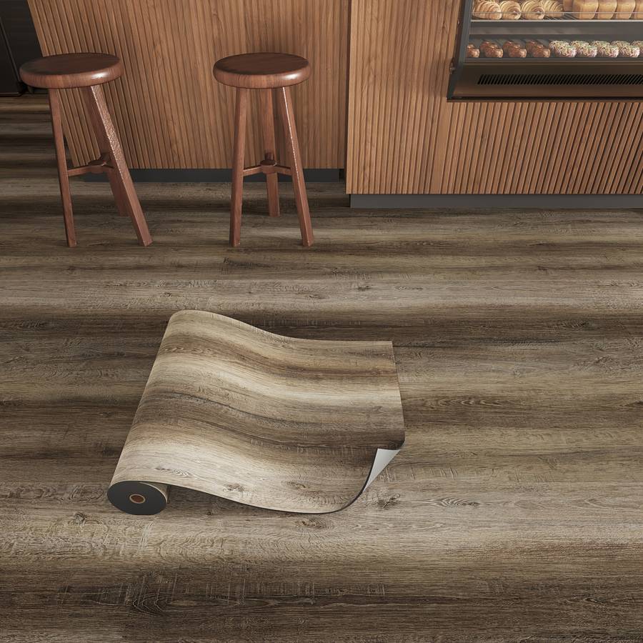 Self Adhesive Floor Stickers Original Wood Brown Wood Grain 2 Rolls Covers 2.4 Square Meters