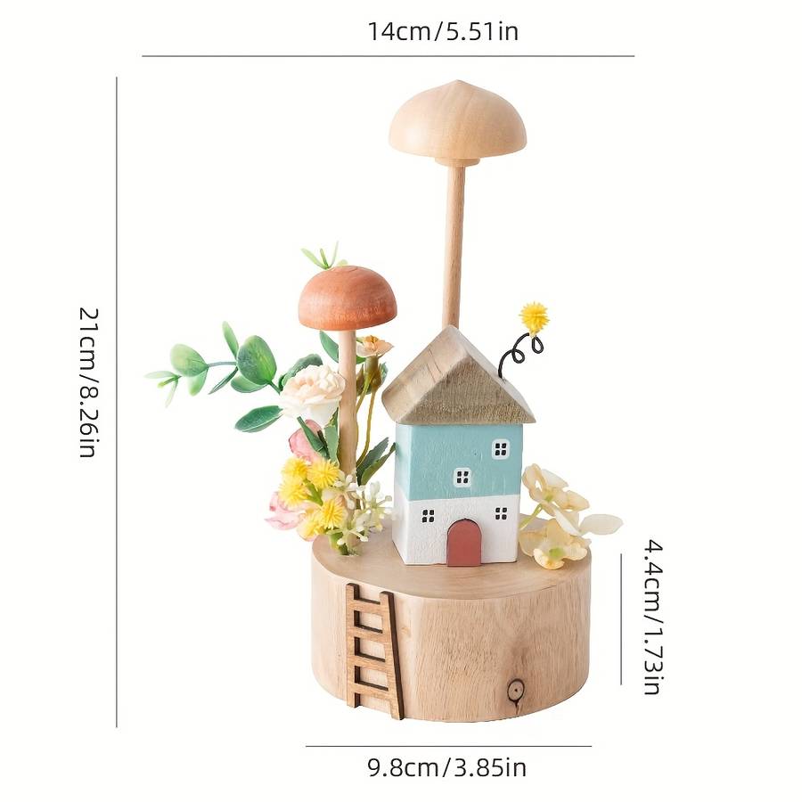 Building Toy Architectural Model Toy Set Items Wooden Mushroom House   Orange