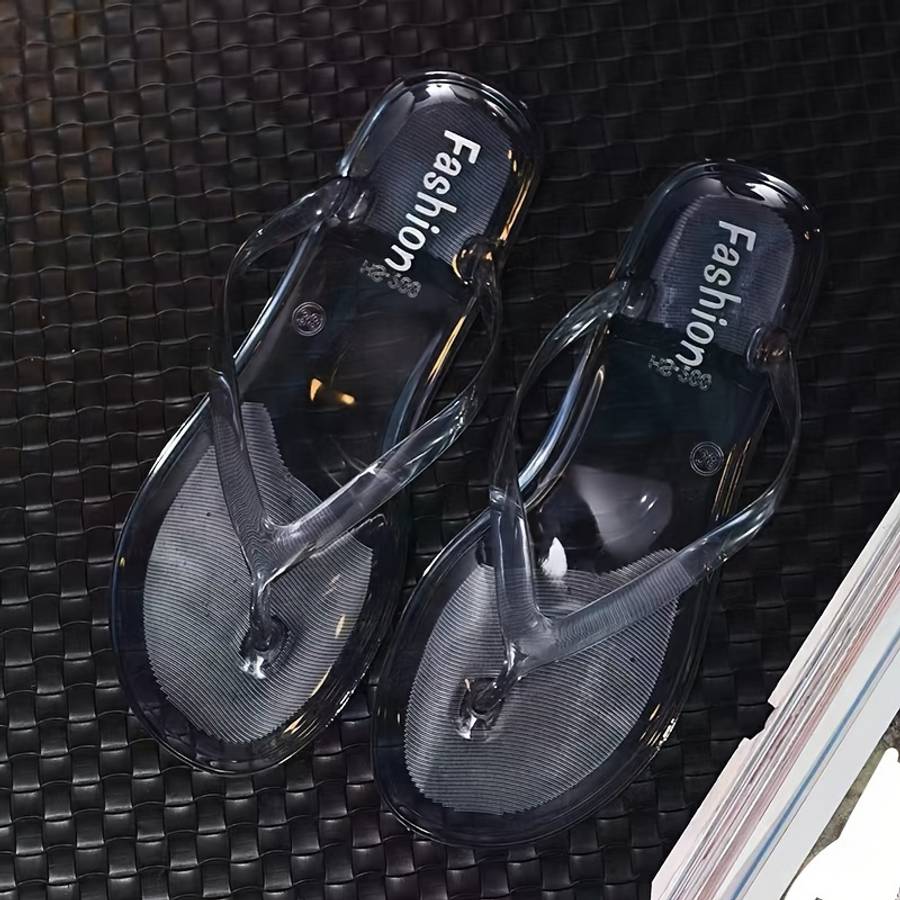 Ladies Summer Flip Flops Transparent White Uk 5