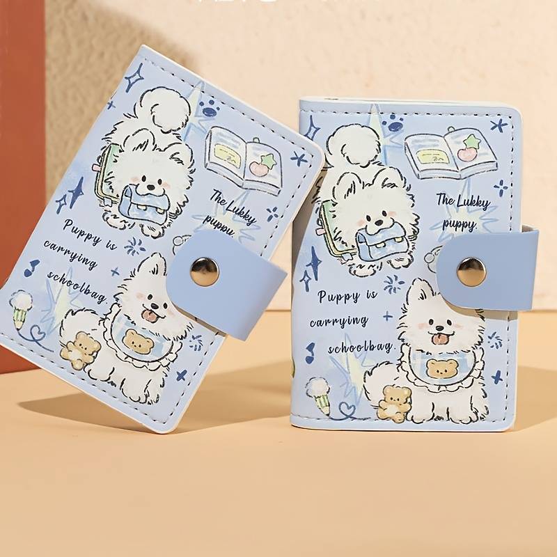 1pc Cute Cat Cartoon Women's WalletCompact Multi-Card Slot Credit Card Holder with Snap Closure