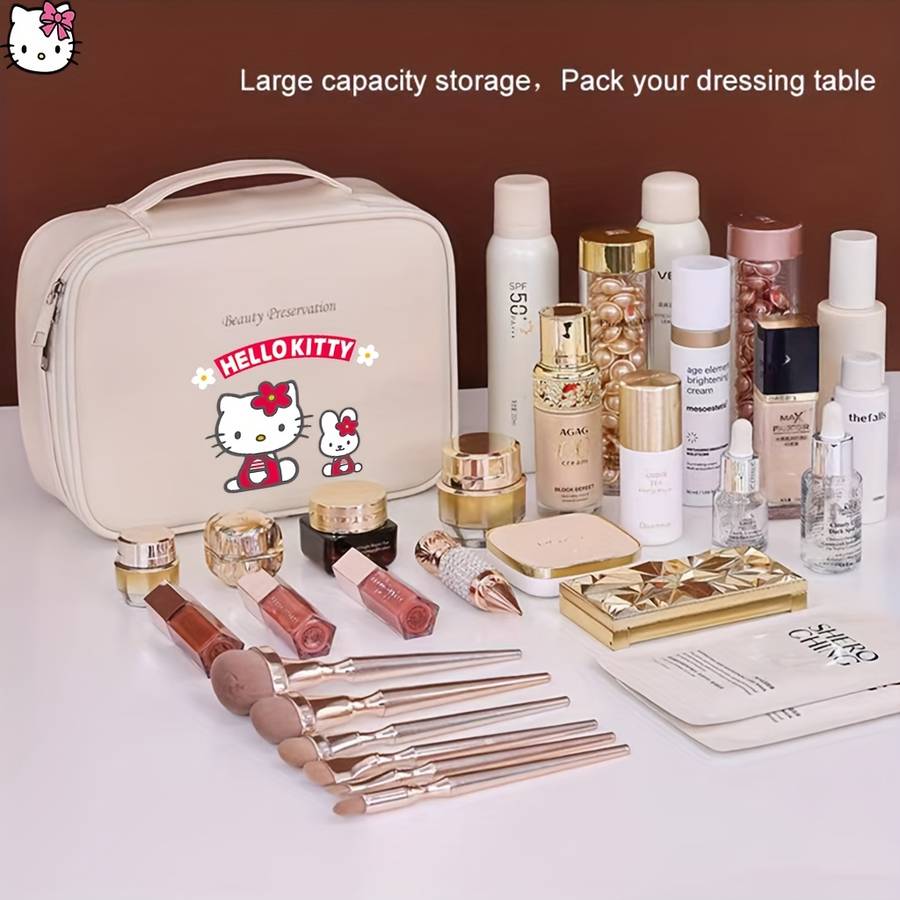 Luxury Grand Authorized Sanrio Hello Kitty Fashion Portable Large Capacity Makeu