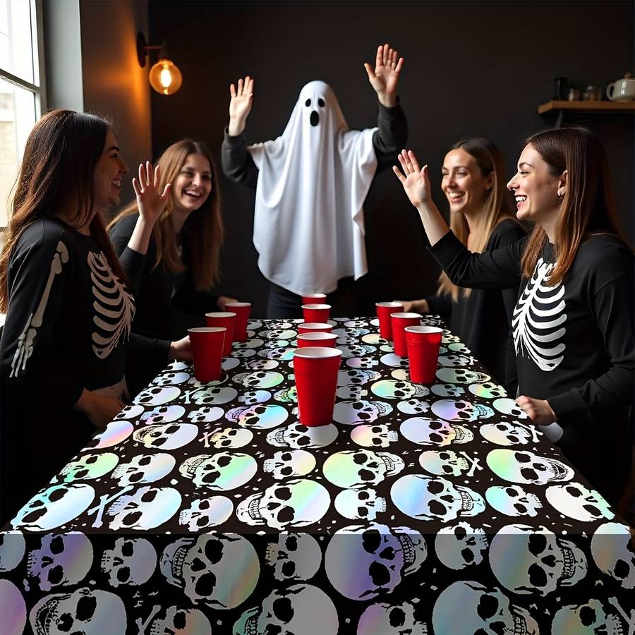 Halloween tablecloth decoration color Black add Rainbow Chrome 3pcs