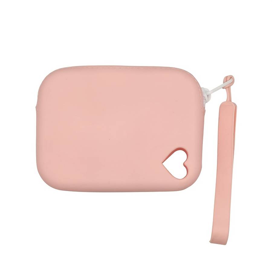 Women'S Waterproof Colorful Wallet With Heart Patterndurable Rubber Material Zipper Closure