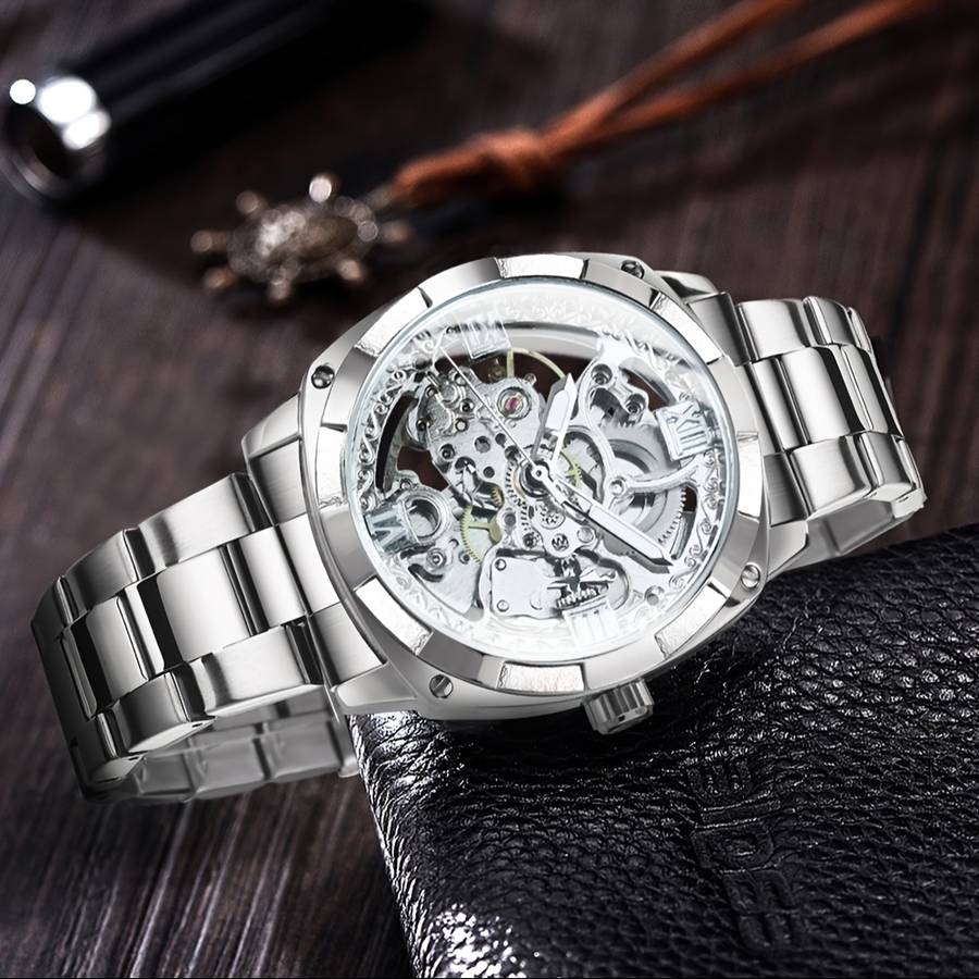 Gentleman Luxury Business Hollow Automatic Mechanical Watch Barrel Shapedcolor