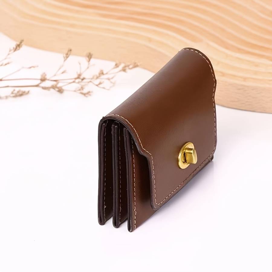 New Minimalist Women'S Compact Wallet With Three Compartments Large Capacity Short Design Fe