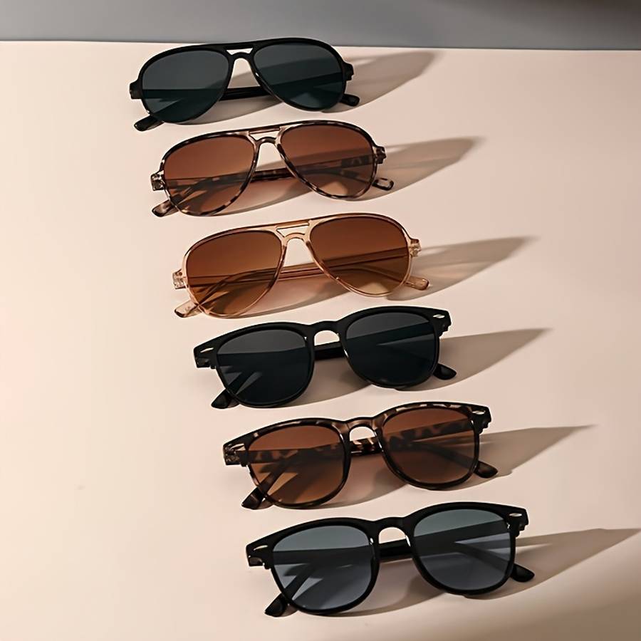 Mens Glasses Color 6Pcs Black Grey Tea White Tofu Pudding