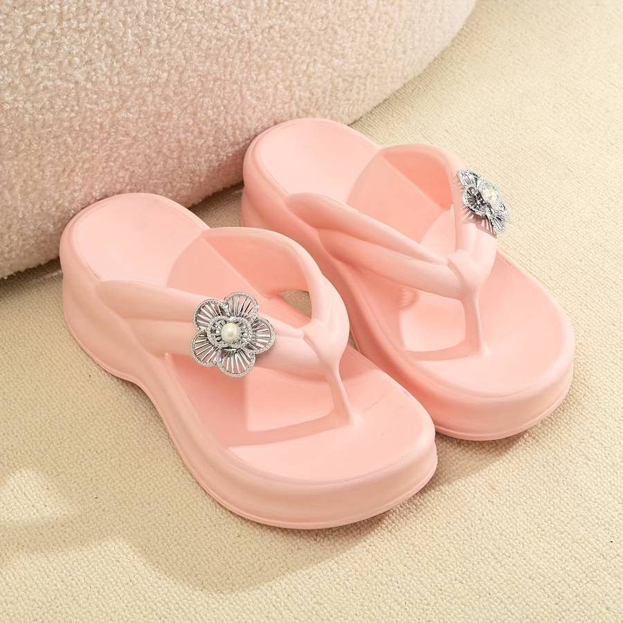 Ladies Summer Flip Flops White Uk 4.5-5