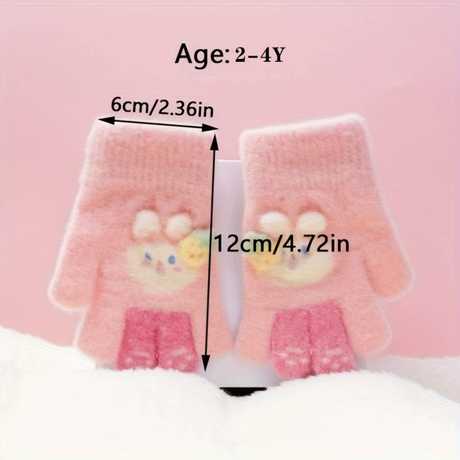 Winter Gloves Color Rabbit Fruit Gloves To Pink