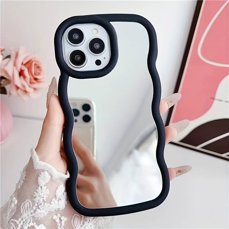 1Pc Pink Red Color For iPhone 7 8 SE2 SE3 Makeup Mirror Phone Case