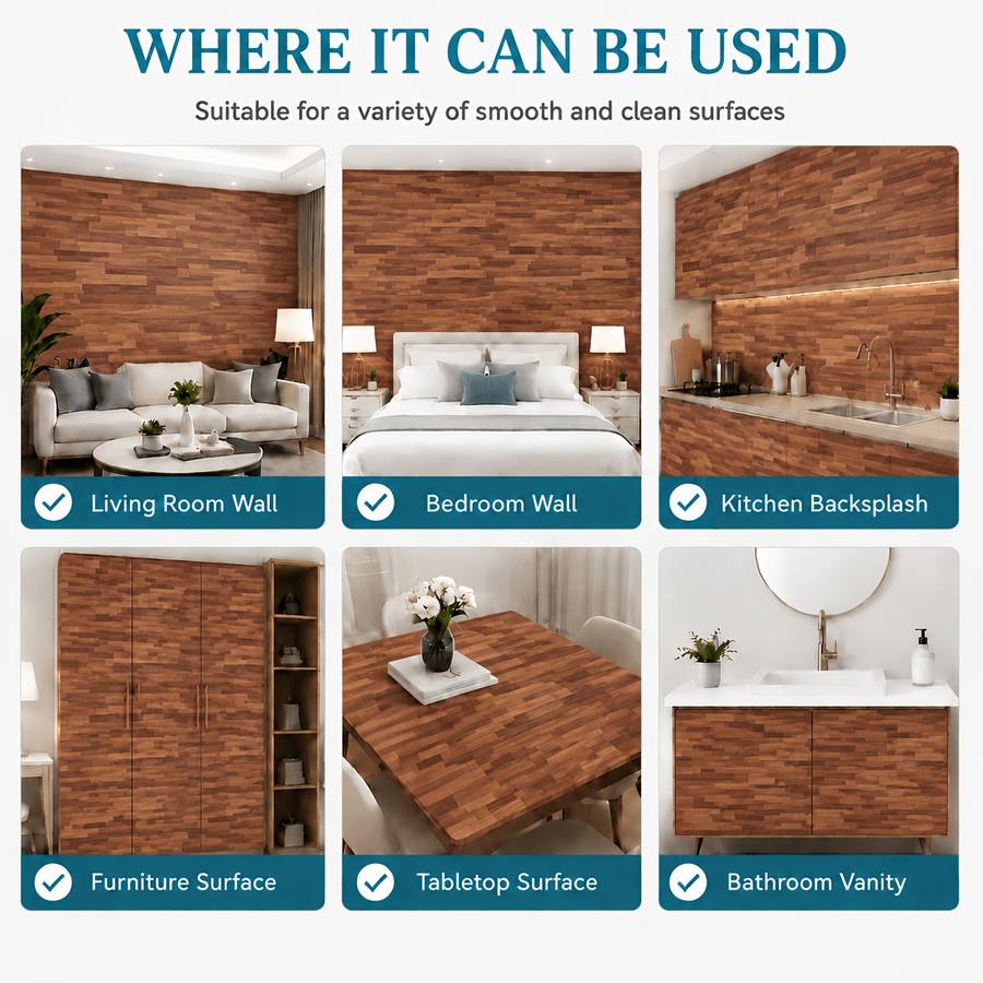 Self Adhesive Floor Stickers Embroidered Walnut Aluminum Foil 40Cm*200Cm