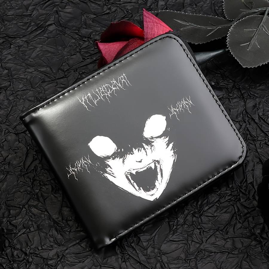 Feecanoo Men'S Black Faux Leather Walletpunk Skull Design Multi-Functional With Card Slots