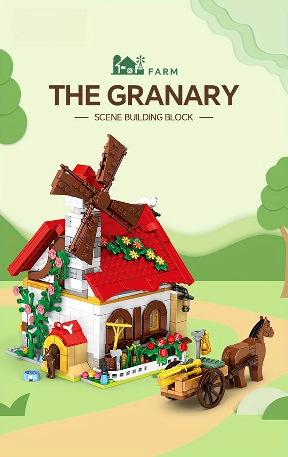 Building Toy Architectural Model Toy Set Color Granary  720 Pieces