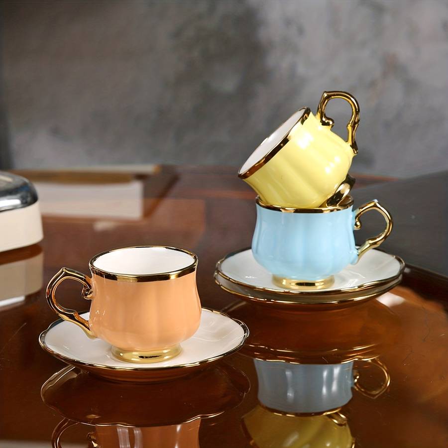 Water Cup Quantity 6 Cups And Saucers Lotus Cups 6 Colors