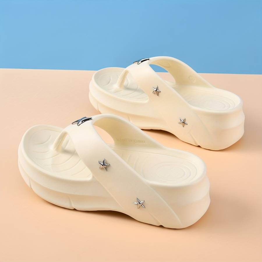 Ladies Summer Flip Flops White Uk 4.5-5