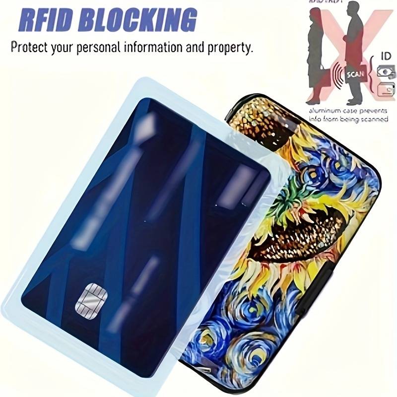 1pc Aluminum Alloy Card Holder Wallet Simple Style Color Block Design Unlined Non-Braided Blac