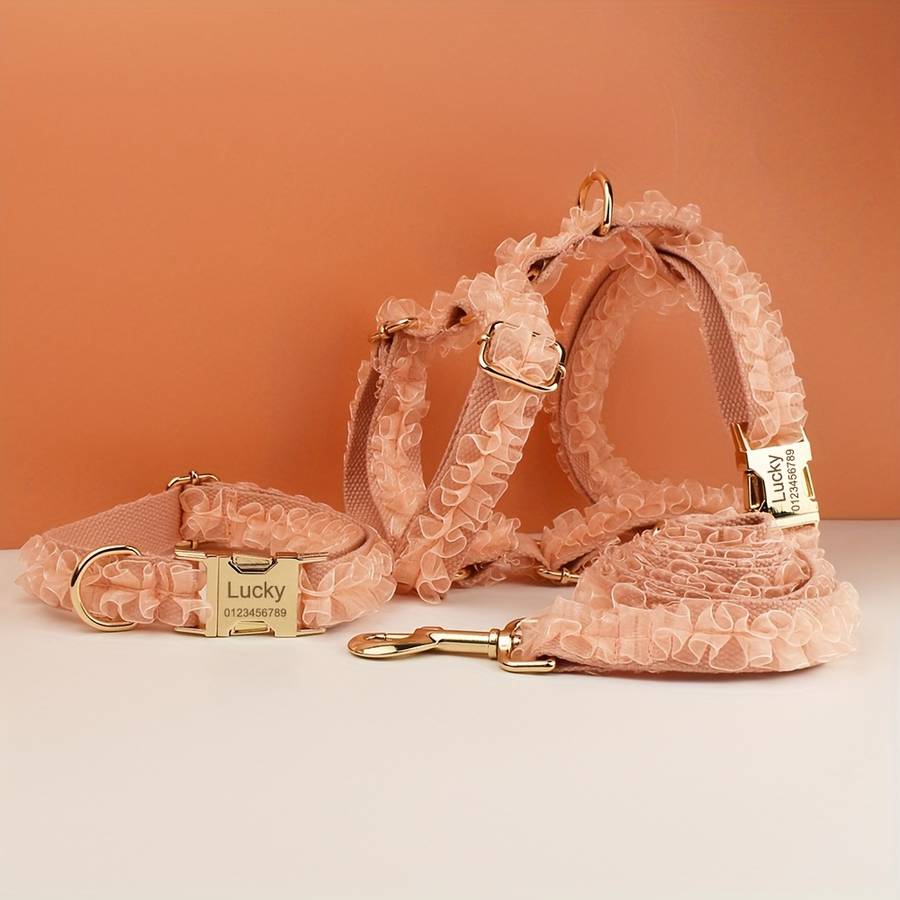 Dog Leash Color Orange Lace Lace 3Pcs Size S