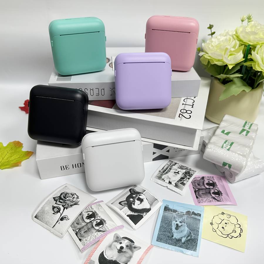 Printer Color Blue 5 Thermal Paper 5 Adhesive Stickers