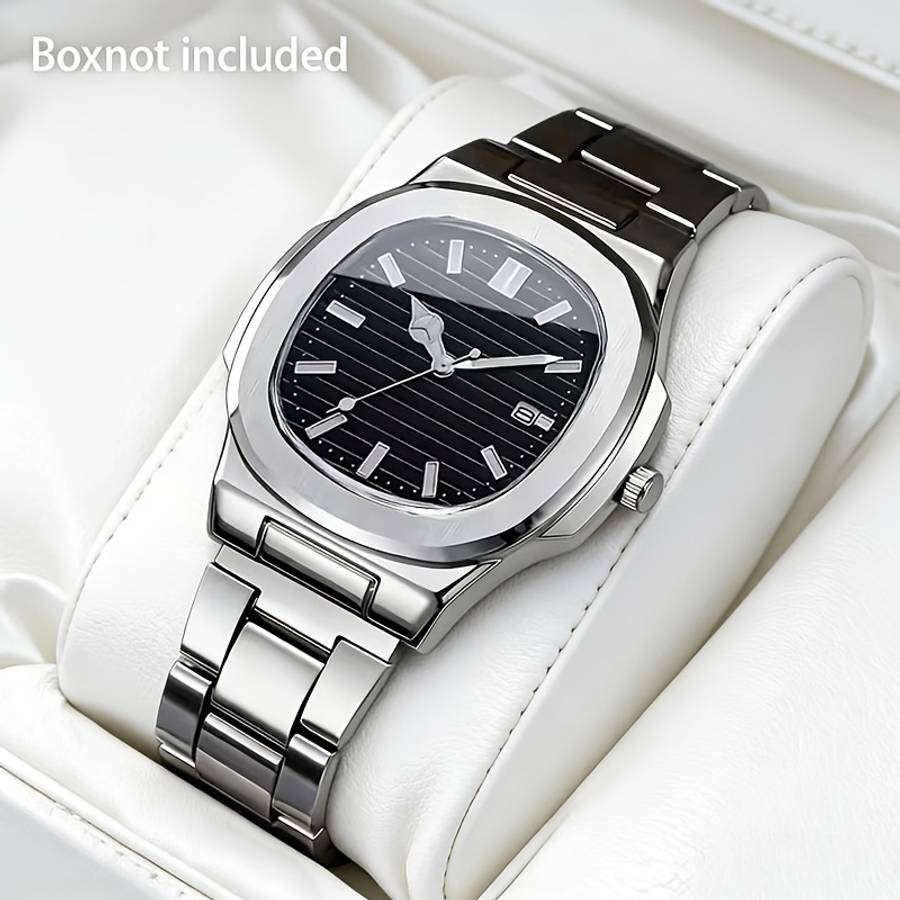4Pcs Classic Fashion New Men Luxury Quartz Watch Square Dial With