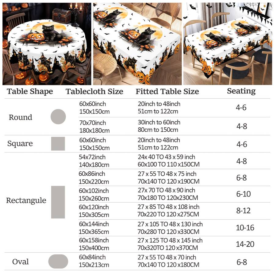 Halloween tablecloth decoration size Rectangle 60x86in or 150x220cm