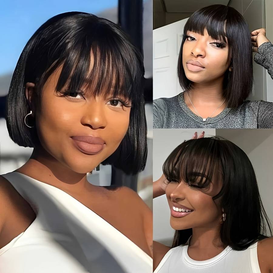 Black Womens Wigs Hair Length 25.4Cm