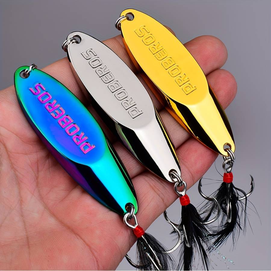 1pc 28g Proberos Premium Metal Fishing Spoon Lure with Dressed Hook