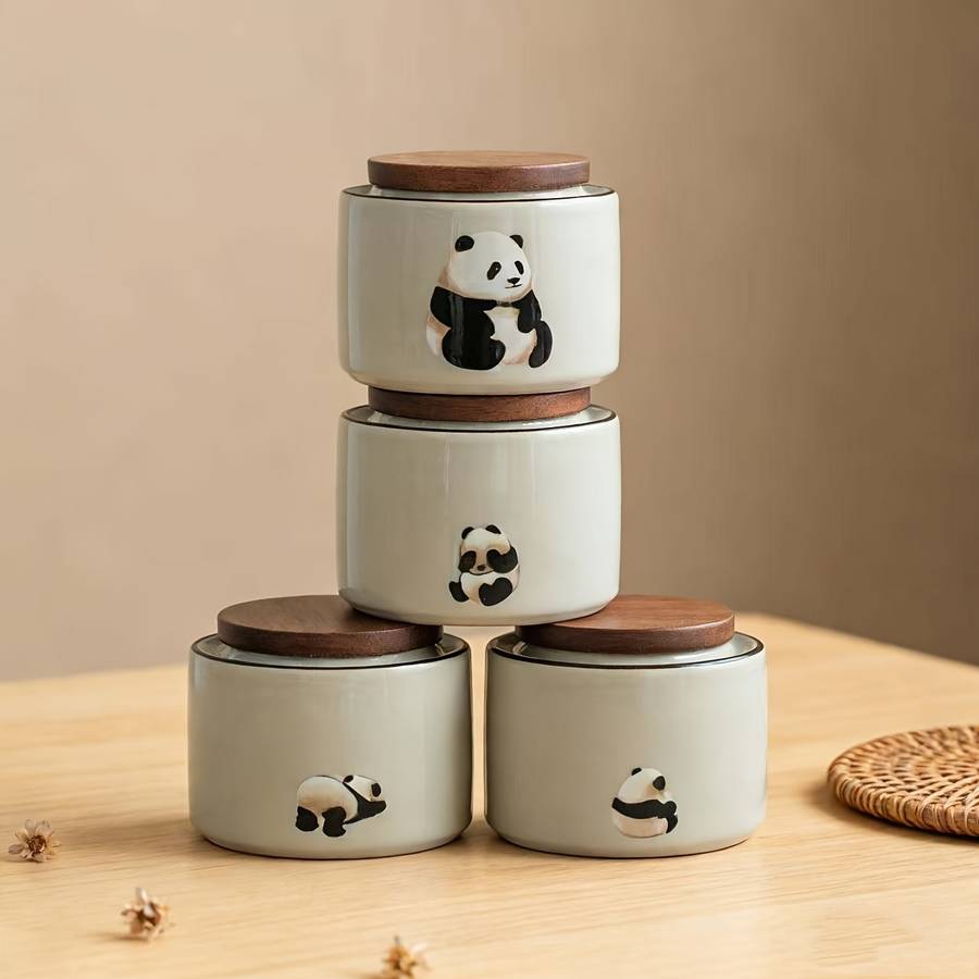 Sealed Jar Color 4Piece Panda Can Set Four Styles