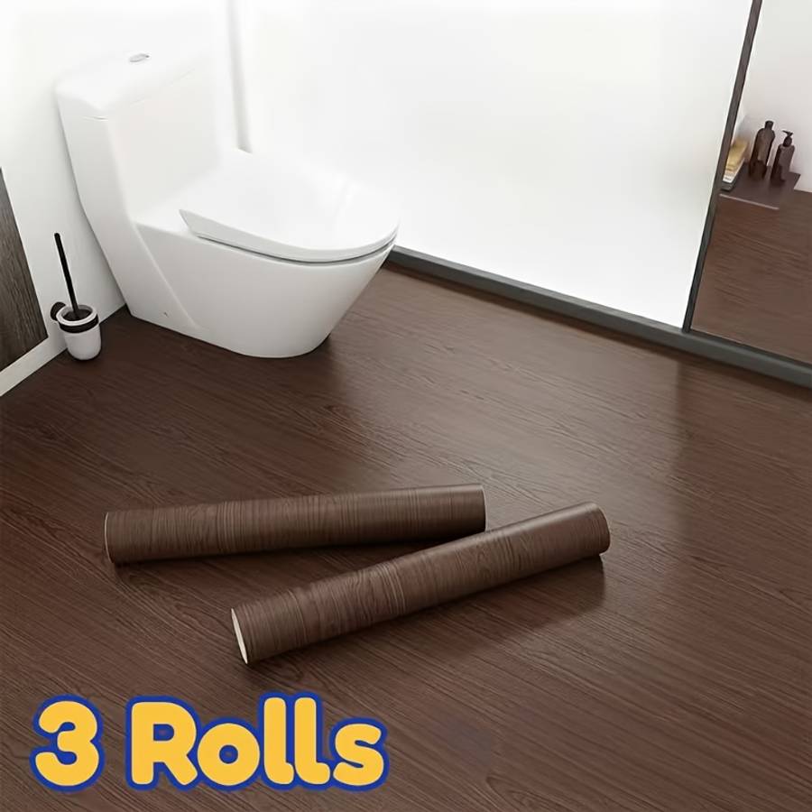 Self Adhesive Floor Stickers Gray White Walnut 39.98Cm*3.0Meter *3Rolls