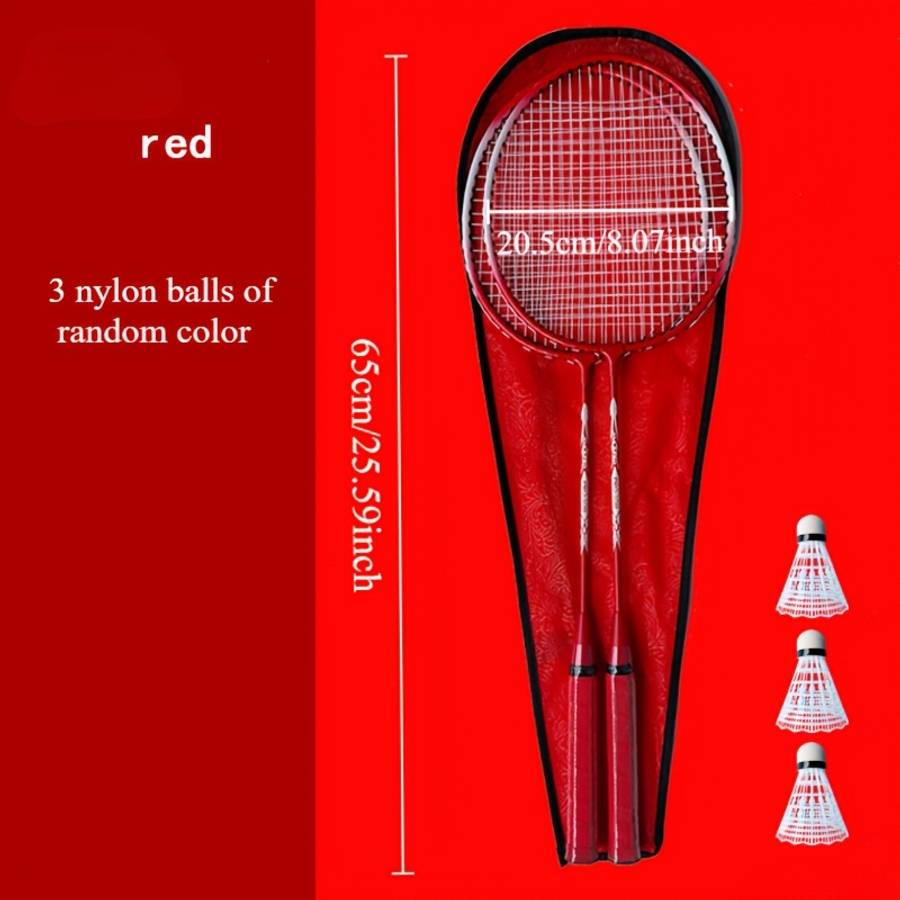 Badminton Racket Color 3 Balls  A Pair Of Red Rackets