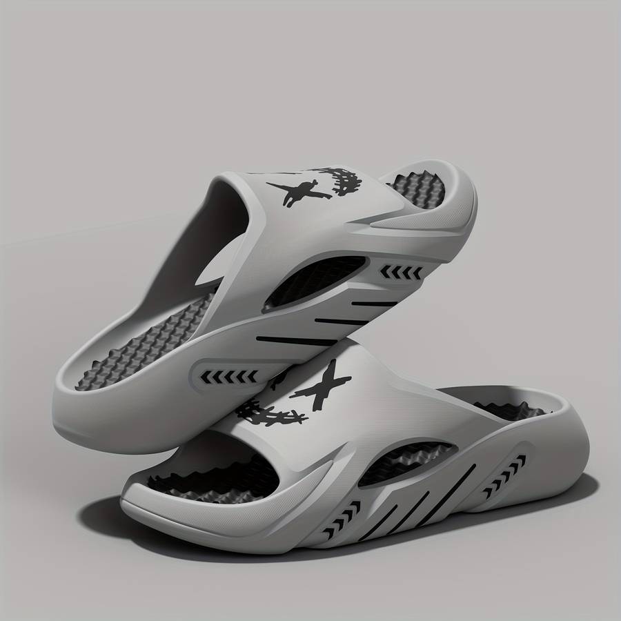 Men Slippers Summer Style Gray Black Xx Size Uk 6.5 To 7