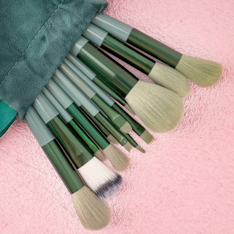 Makeup Brush Set Color Green Quantity16Pcs