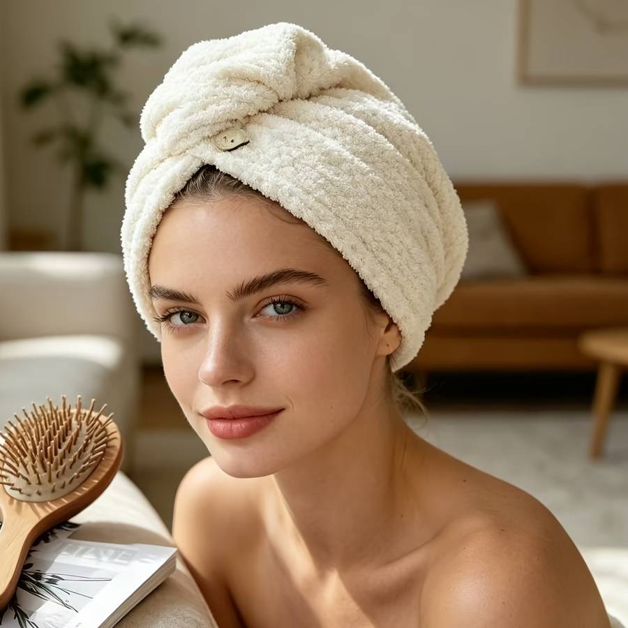 Hair Turban 1 Gray Hair Drying Towel Quantity