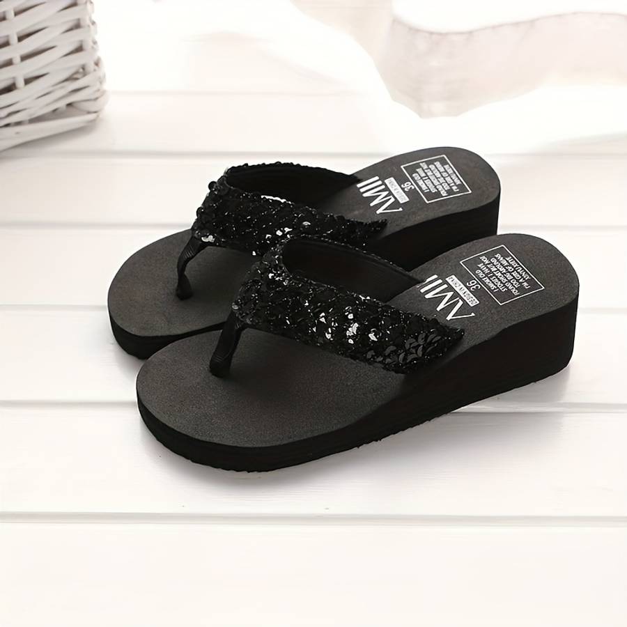 Ladies Summer Flip Flops Black Uk 6