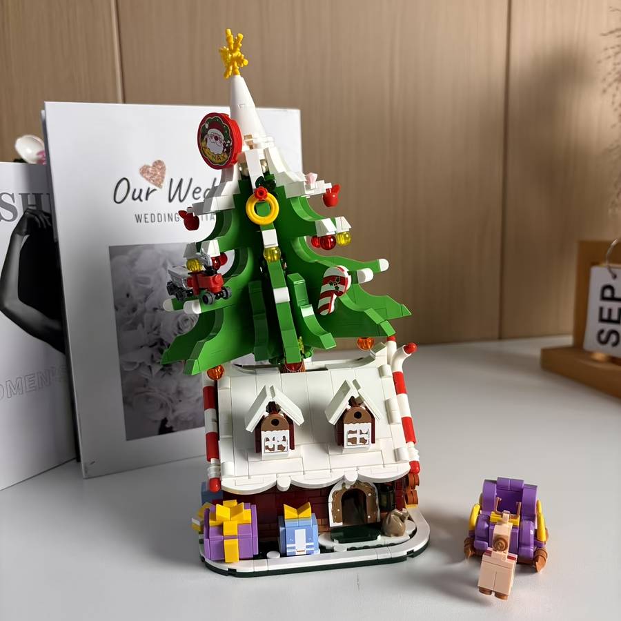 Building Toy Architectural Model Toy Set Color Christmas Tree House   Gift Box