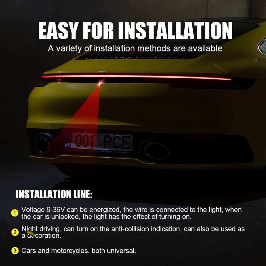 1pc LED Car Projection Light Neon Accent Safety Anti-Collision Lamp 9-36V Hardwired