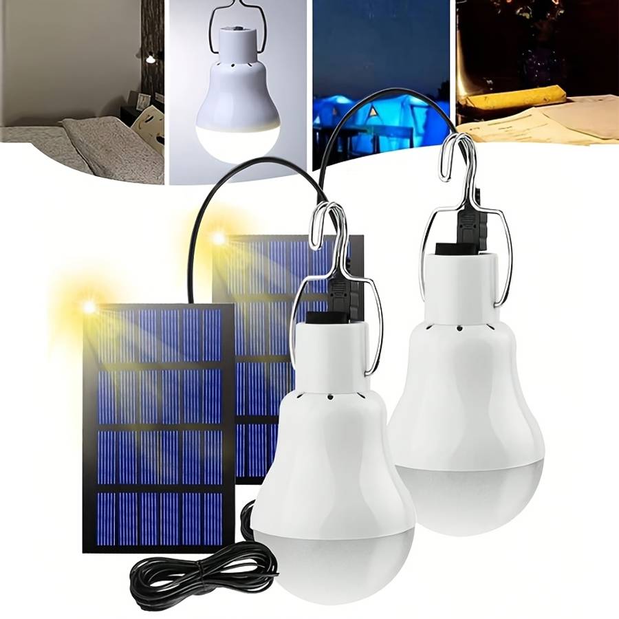 Solar Emergency Lights Color 2 Pcs  White Light