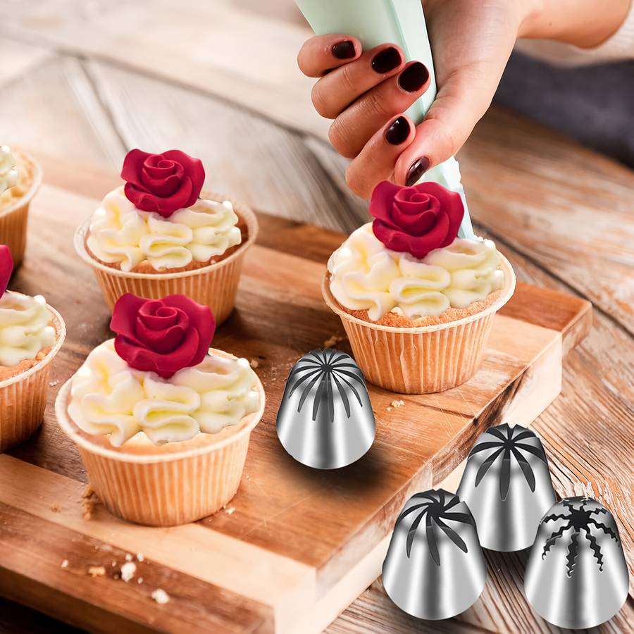 Professional Cake Decorating Head Style 4 Piece Set With Extra Large Mouth