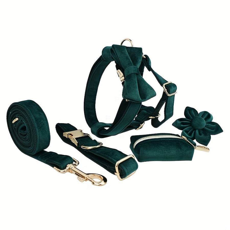Dog Leash Color New Green Velvet 6Pcs Size Xs