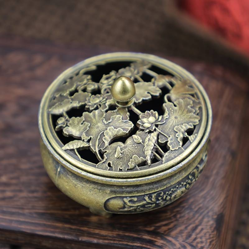 Incense Burner Items  Lotus Leaf Lotus Incense Burner   Bronze