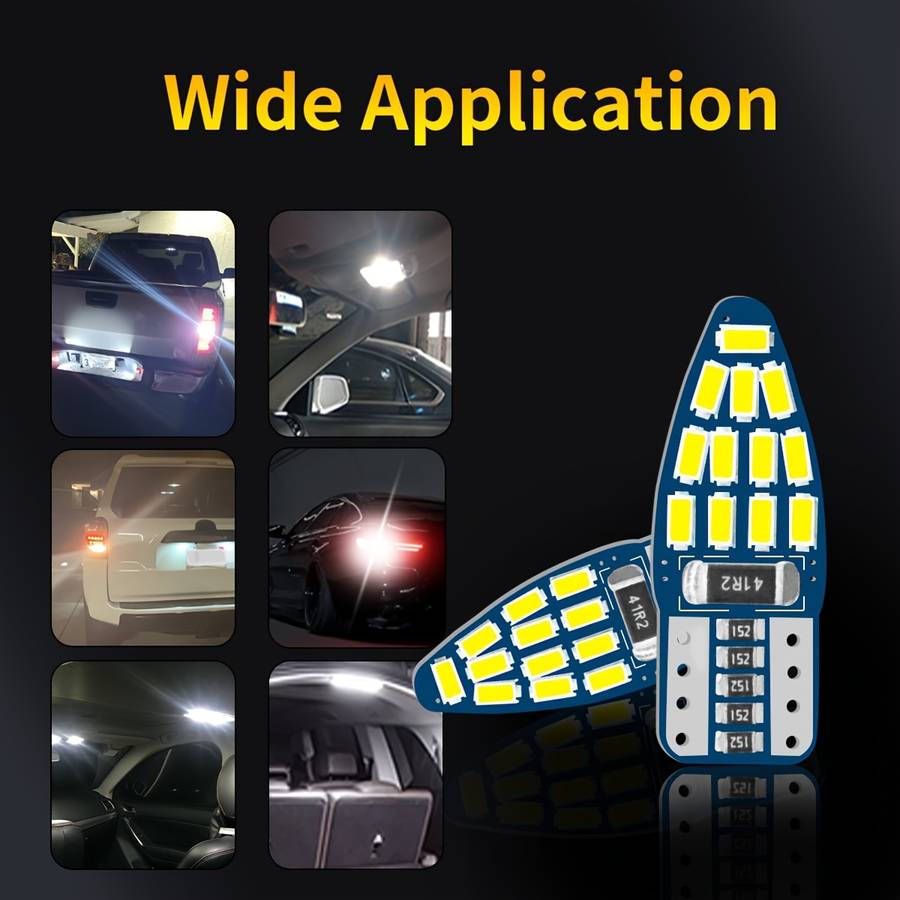 2pcs T10 LED Car Turn Signal Lights 12V DC Plug & Play Pure White Light Fit for Br