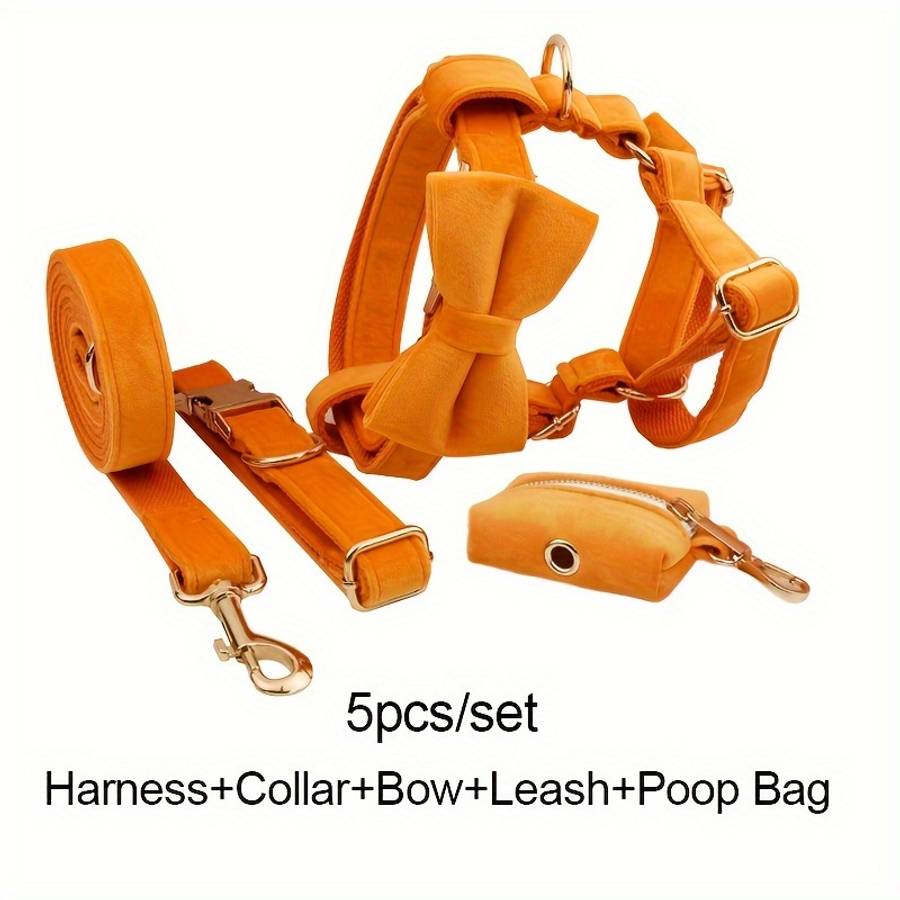 Dog Leash Color Orange Flannel 5Pcs Size S