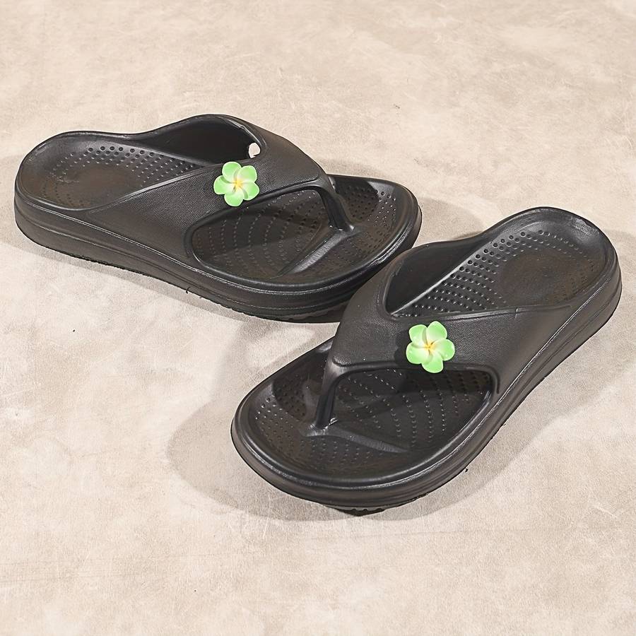 Ladies Summer Flip Flops Green Black Uk 4.5-5