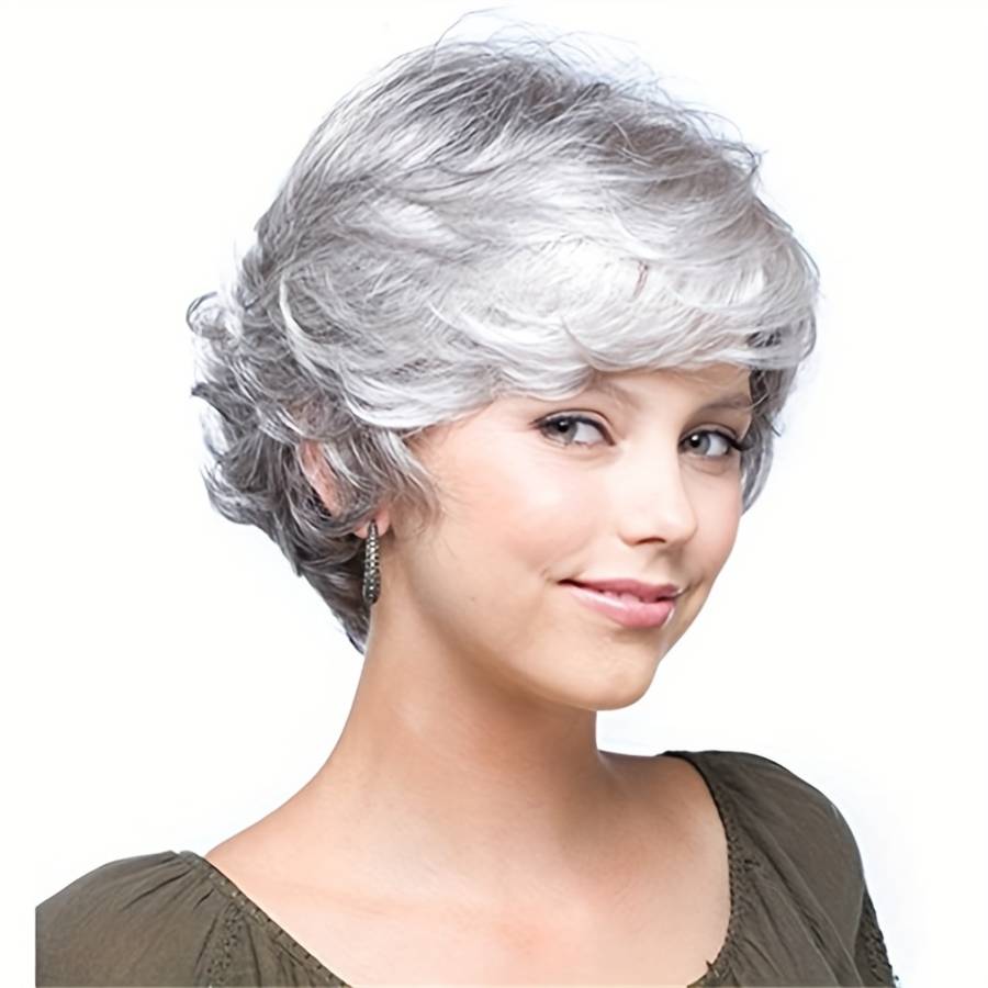 Granny Gray Womens Wigs Hair Length 20.32Cm
