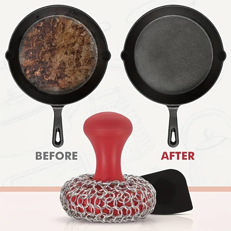 1pc Hard Silicone Stainless Steel Cast Iron Scrubber with Scouring Pad Non-Electric Durable