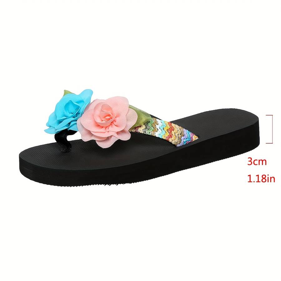 Ladies Summer Flip Flops Yellow Pink Uk 4