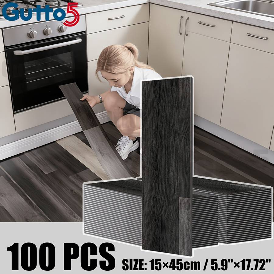 Self Adhesive Floor Stickers Carbon Black 100 Pcs Covers 6.75O