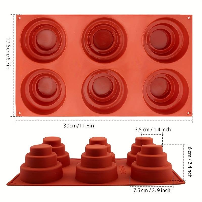 Suitable For Baking Molds Color Brick Red Model Three Layer Cake Mold