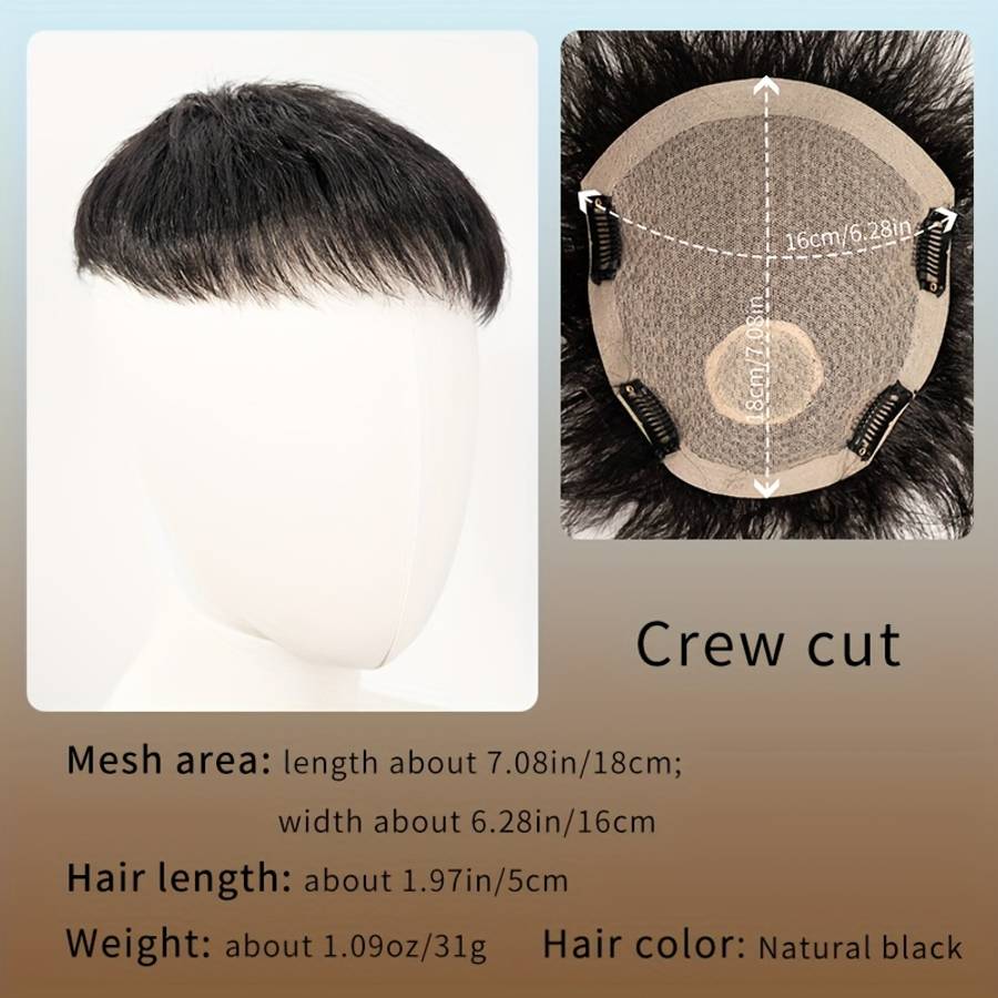 Black-16*18 Mens Wigs Hair Length 5.08Cm